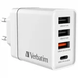 Verbatim USB Wall Charger 30W 1xUSB-C PD 3xUSB-A weiß