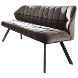 Vintagehaus Esstischbank Polsterbank Raster Anthrazit Samt 180 cm