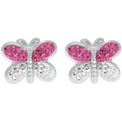 Firetti Paar Ohrstecker »Schmuck Geschenk Silber 925 Ohrschmuck Schmetterling«, mit Kristallstein Firetti silberfarben-rosa + weiß-rosa