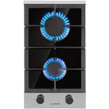 Gaskochfeld Kochplatte 2 Zonen Flammen Brenner 2,4 + 1,8 kW Glaskeramik schwarz