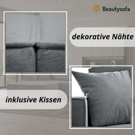 beautysofa Ecksofa Hellgrau, 267x170 cm, Wohnzimmer, Sofas & Couches, Wohnlandschaften, Ecksofas