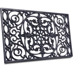 Fußmatte HANSE HOME "Mix Mats Gusseisen-Optik Gummi Trellis, Türmatte", schwarz, B:45cm H:8mm L:75cm, Gummi, Teppiche, Strapazierfähig, pflegeleicht, robust, wetterfest, UV-beständig