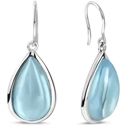 Jamelli Ohrringe Silber 925 rhodiniert 34mm lang mit blauen Quarzen (beh.)