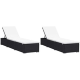 DOTMALL Relaxliege Sonnenliegen mit Auflage 2 Stk. Poly Rattan Schwarz schwarz