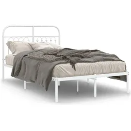 vidaXL Bettgestell mit Kopfteil Metall Weiß 140x200 cm