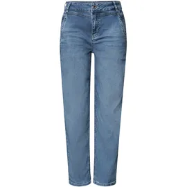 STREET ONE High Waist Barrel Leg Jeans, im Loose Fit Medium Blue random wash), 33 - 33W / 28L