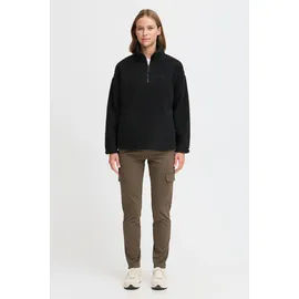 Oxmo OXTolirone Damen Teddy-Pullover Sweater Pullover mit Troyerkragen Eingrifftaschen Loose fit, - XL