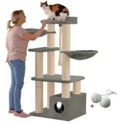 Rohrschneider ® XXL Katzenbaum Enya, mit Gratis-Spielball, grau