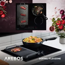Arebos Induktionskochfeld mit Booster-Funktion | 7200W | 4 Kochfelder Flexzone | 59 cm | Autark mit Sensor Touch, Timer, Kindersicherung, �berhitzungsschutz,
