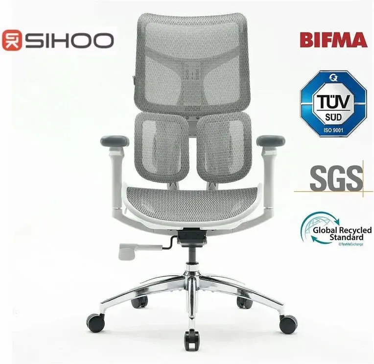 Sihoo Dora S100 ergonomischer Bürostuhl, weißer Rahmen, weißes Netzgewebe