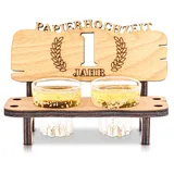 DARO Design - Schnapsbank 1. Hochzeitstag Papierhochzeit Geschenk Deko für Paare Männer Frauen aus Holz mit Gläsern