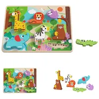 Tooky Toy 3D Kinder Holz-Puzzle Tiere, 8-teiliges Steckpuzzle, ab