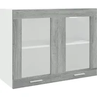 VidaXL Hängeschrank Glas Grau Sonoma 80x31x60 cm Holzwerkstoff