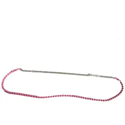 ina.seifart Damen Perlen-Kette Holz-Kette stylische Panzerkette Schmuck Rosa/Silber - One-Size