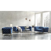 JVmoebel Sofa Chesterfield Samt Couch Sofa Polster Sofagarnitur Garnituren XXL Big Couch Set blau