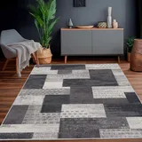 Calinline Moderne Geometrische Patchwork Indoor Wohnzimmer Teppich, Anthrazit 160x230 cm Große Teppiche Rockwood Sammlung Böden Dekor für Schlafzimmer, Grau Weich Kurzflor Waschbar Teppich