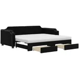 vidaXL Tagesbett Ausziehbar mit Schubladen Schwarz 90x190 cm Stoff