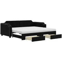 vidaXL Tagesbett Ausziehbar mit Schubladen Schwarz 90x190 cm Stoff