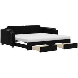 vidaXL Tagesbett Ausziehbar mit Schubladen Schwarz 90x190 cm Stoff