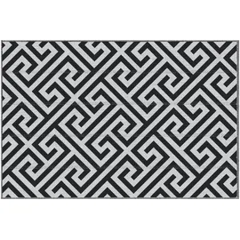 Outsunny Outdoor-Teppich Kunststoffteppich 121x182cm wasserabweisend doppelseitig Schwarz-Weiß