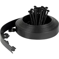 Velway Flexible Rasenkante Kunststoff, Schwarz, Länge 10m, Höhe 5cm