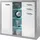 HBZ Highboard 137 x 134 x 37 cm Hochglanz Weiß / Grau