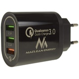 Maclean Brackets Maclean MCE479 QC 3.0 Universal USB-Ladegerät 3xUSB Ladeadapter Netzteil mit Schnellladefunktion Adapter 1x Quick Charge 3.6-6V/3A 6-9V/2A 9-12V/1.5 2X 5V/2.1A (Schwarz)