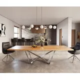 DeLife Esstisch Edge 300x100x4 Eiche Natur Spider Flachstahl Edelstahl Live-Edge