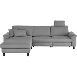 Ecksofa 3C CANDY "Mainau L-Form", grau, B:308cm H:91cm T:185cm, 100% Polyester, Sofas, Relaxfunktion im 1,5-Sitzer, motorische Schlaffunktion in Longchair