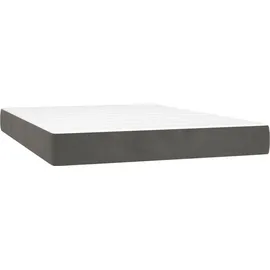 vidaXL Boxspringbett mit Matratze & LED Dunkelgrau 140x200 cm Samt