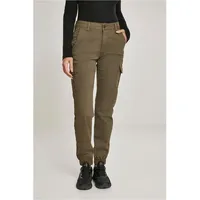 URBAN CLASSICS Ladies High Waist Cargo Pants Hose, Olive, 30