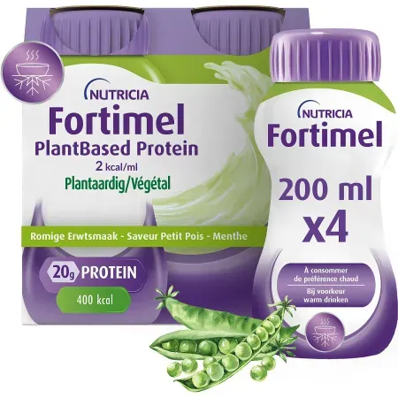 Fortimel PlantBased Protein 2kcal Geschmack Erbsen/Minze Nahrungsergänzungsmittel 4x200ml