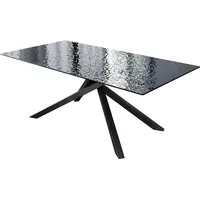 DeLife Esszimmertisch Edge Reliefglas Rauchschwarz 3D-Design 200x100 Kreuzgestell Rechteck