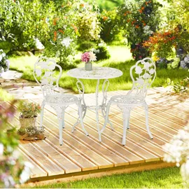 Relaxdays Gartenmöbel Set 3-tlg. Weiß/Bronze