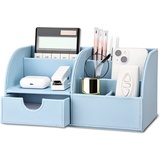 KINGFOM Büro Schreibtisch Organizer Ordnungssystem Tisch Organizer PU Leder Stiftehalter Stiftebox Stifteköcher Multifunktionale Bürobedarf