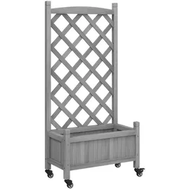 vidaXL Pflanzkübel mit Rankgitter und Rollen 60 x 30 cm Grau