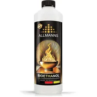 Allmanns Bioethanol 1l 100% | Bio Ethanol 100 Prozent | Reiner Bioalkohol geeignet für Indoor & Outdoor | ideal für Tischkamin Tischfeuer Kaminofen Feuerstelle Feuersäule