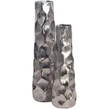 FineBuy FineBuy, Vase 2er Set Blumenvase Aluminium Tischvase Hammerschlag Dekovase Modern (2x)