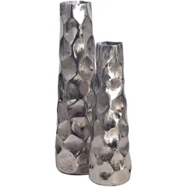 FineBuy FineBuy, Vase 2er Set Blumenvase Aluminium Tischvase Hammerschlag Dekovase Modern (2x)
