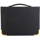 Clairefontaine BPCJ1A3BKZ Goldline Präsentationsmappe (Reißverschluß, 3 Ringen, Griff, robust, Metallecken, für 25 Hüllen, DIN A3, 29,7 x 42 cm) schwarz