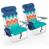 ALPHA CAMP Klappstuhl (Strandstuhl 2er Set), Strandstühle 2er Set Leichte Tragbare Liege Strandkorb 113 kg blau