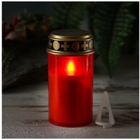 MARELIDA LED-Kerze LED Grablicht Erdspieß Grabkerze flackernd Timer H: 13,2cm bis 2500Std (1-tlg) rot