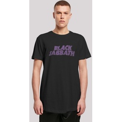 F4NT4STIC T-Shirt Black Sabbath Heavy Metal Band Wavy Logo Distressed Black Print schwarz XS