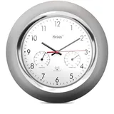 MEBUS 19454, Wanduhr Digitale Wanduhr Rund, Silber, Weiß,