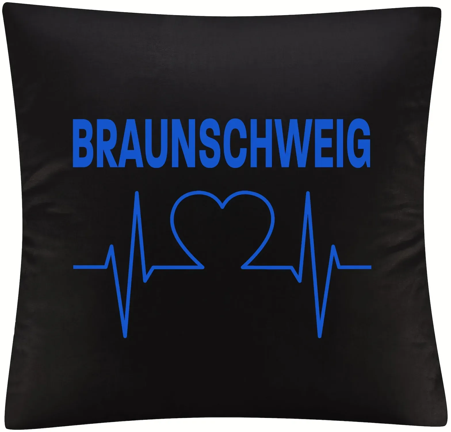 multifanshop Kissenbezug - Braunschweig - Herzschlag - Druck blau - Kissen