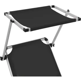 vidaXL Klappliege 186 x 58 x 25,5 cm schwarz inkl. Sonnendach