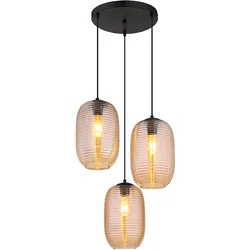 Pendelleuchte Hängelampe Deckenleuchte Esszimmerlampe Amber Metall 3-Flammig
