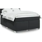 vidaXL Boxspringbett mit Matratze Schwarz 180x200 cm Kunstleder