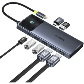 Baseus Metal Gleam Serie II 7-in-1 USB-C - USB-C PD100W / 2x USB-A / 2x HDMI 4K / USB-A 3.0 / USB-C 3.0, optimiert fr alle Gerteanforderungen Grau