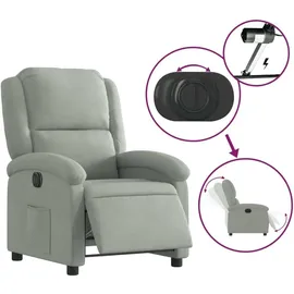 vidaXL Relaxsessel Elektrisch Samt 144,5 x 82 x 0 cm Hellgrau mit Liegeposition